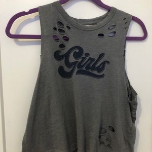 gray girls muscle tee with holes